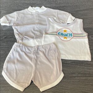 Vintage 1980’s Baby Matching Set in White and Gray